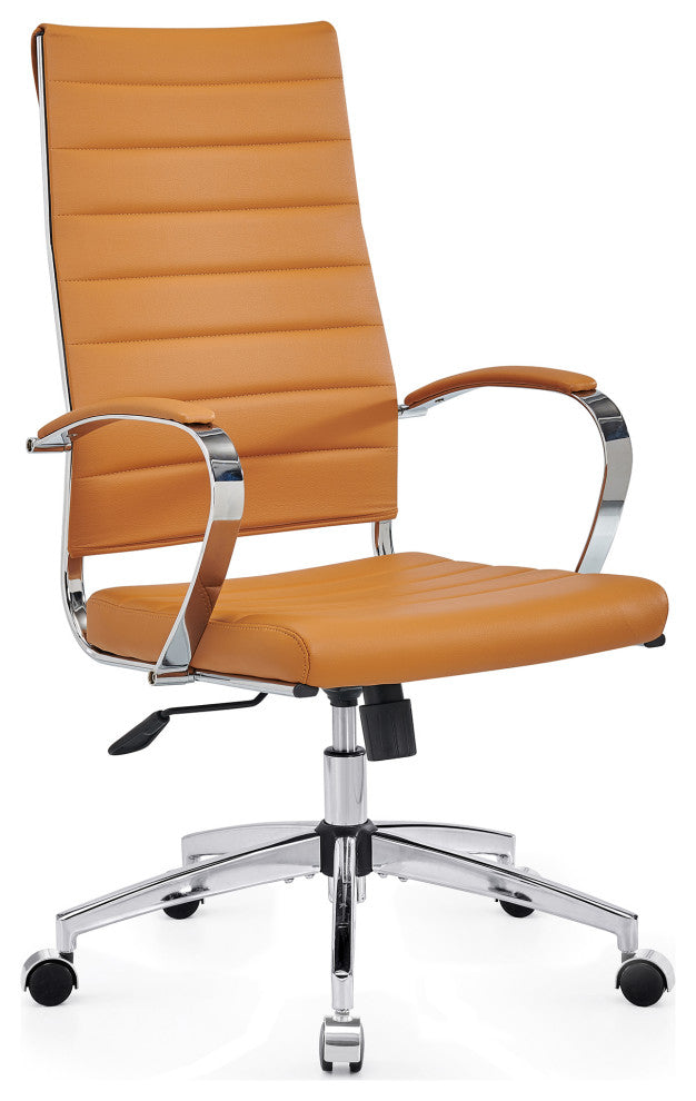 LUXMOD High Back Adjustable Swivel Computer Chair, Tan
