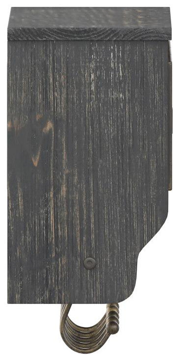 Daly Wall Mounted 24"Solid Pine Wood Coat Rack, Black Wash