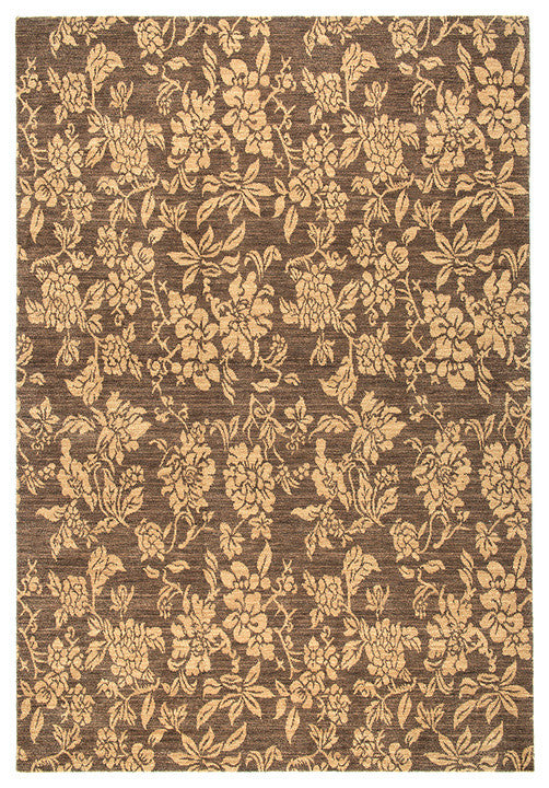 Floral Classic Pewter Tibetan Rug, 3'x3'