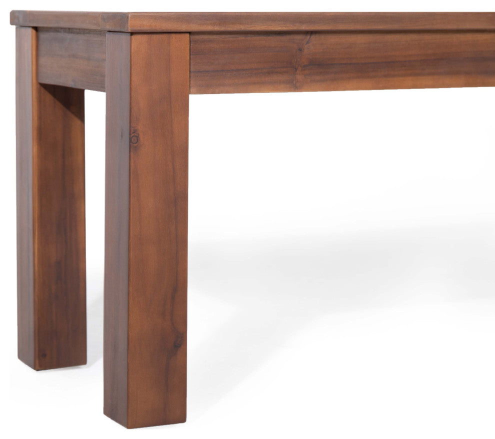 Ebany Outdoor Acacia Wood Dining Bench (Set of 2), Dark Brown