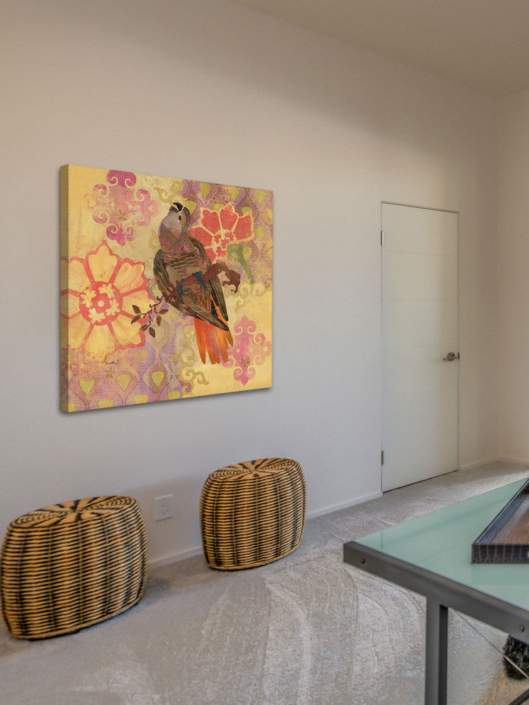 "Parrots of Barcelona" Painting Print on Canvas by Evelia