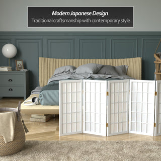 2' Tall Desktop Window Pane Shoji Screen, White, 5 Panels