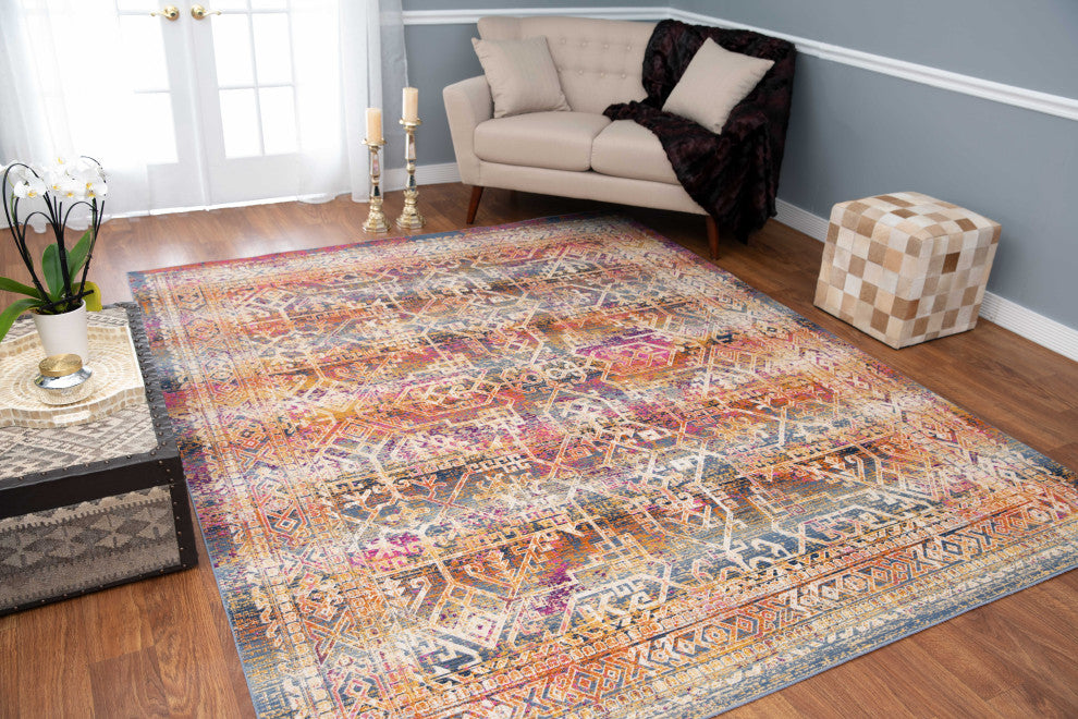 Noori Rug Low-Pile Jerald Blue/Pink Rug