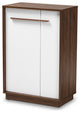 Kaila Two-Tone White and Walnut 5-Shelf Wood Entryway Shoe Cabinet