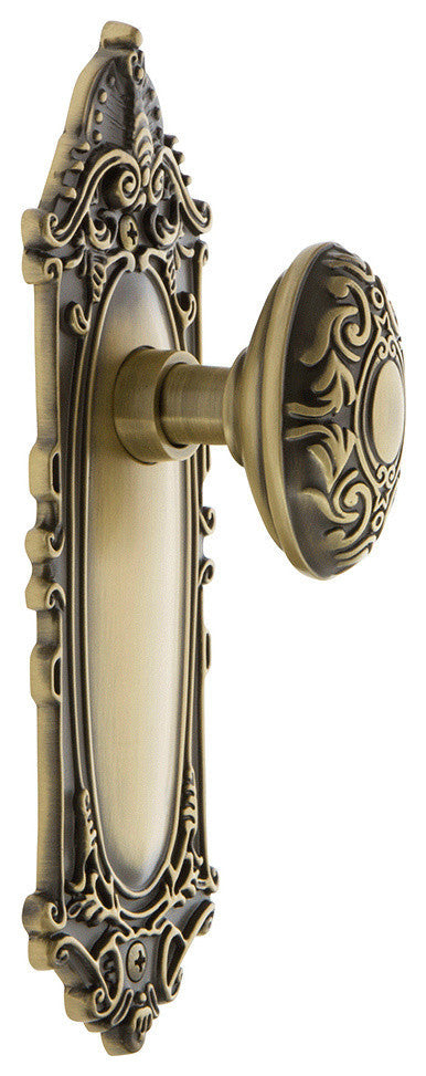 Victorian Plate Privacy Victorian Door Knob, Antique Brass