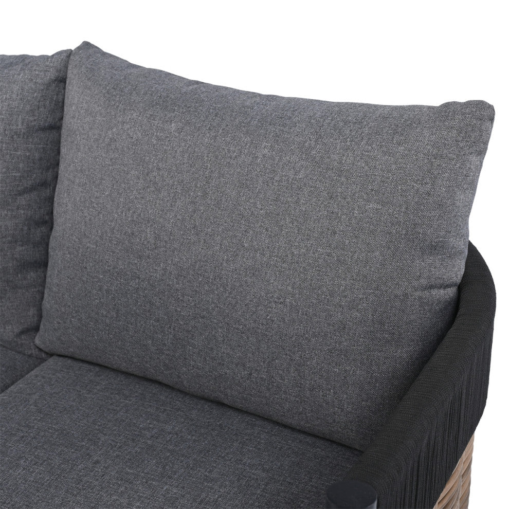 Safavieh Harrison Indoor-Outdoor 3 Seater Sofa, Black/Grey