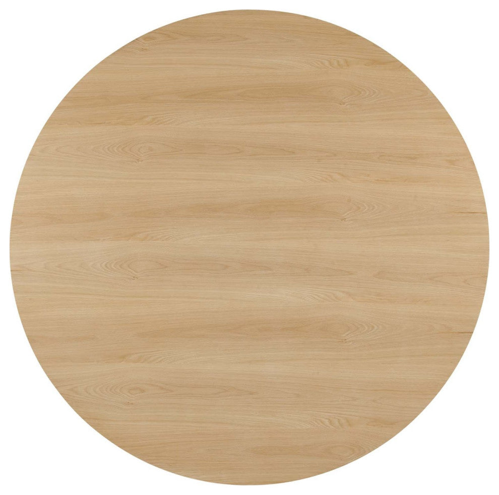 60 Inch Dining Table, Brown Oak, Round