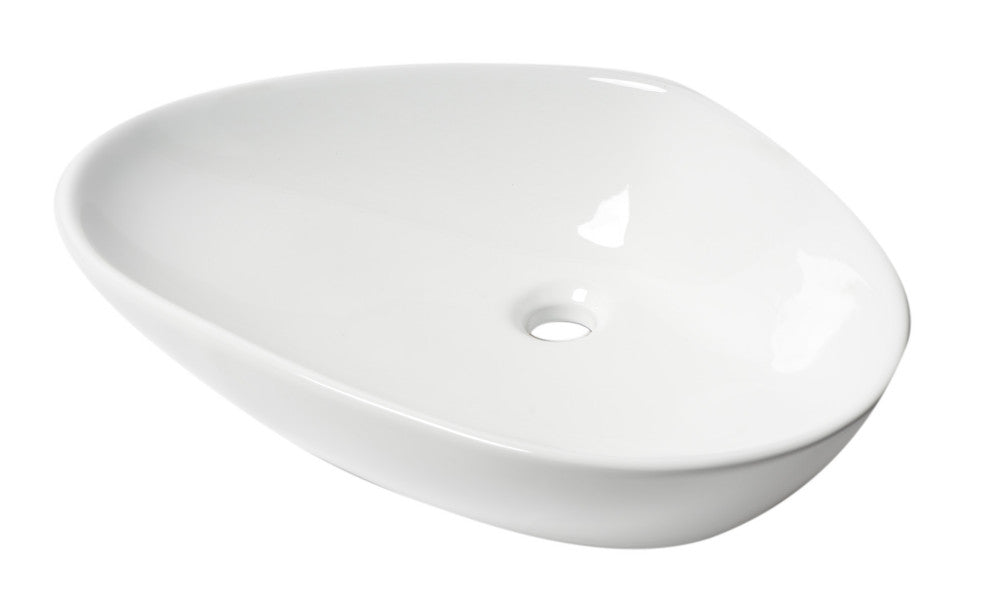 White 23" Fancy Above Mount Ceramic Sink