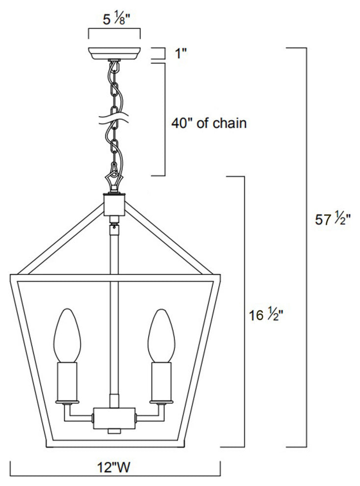 4-Light Brushed Nickel Lantern Pendant Chandelier 12 in.