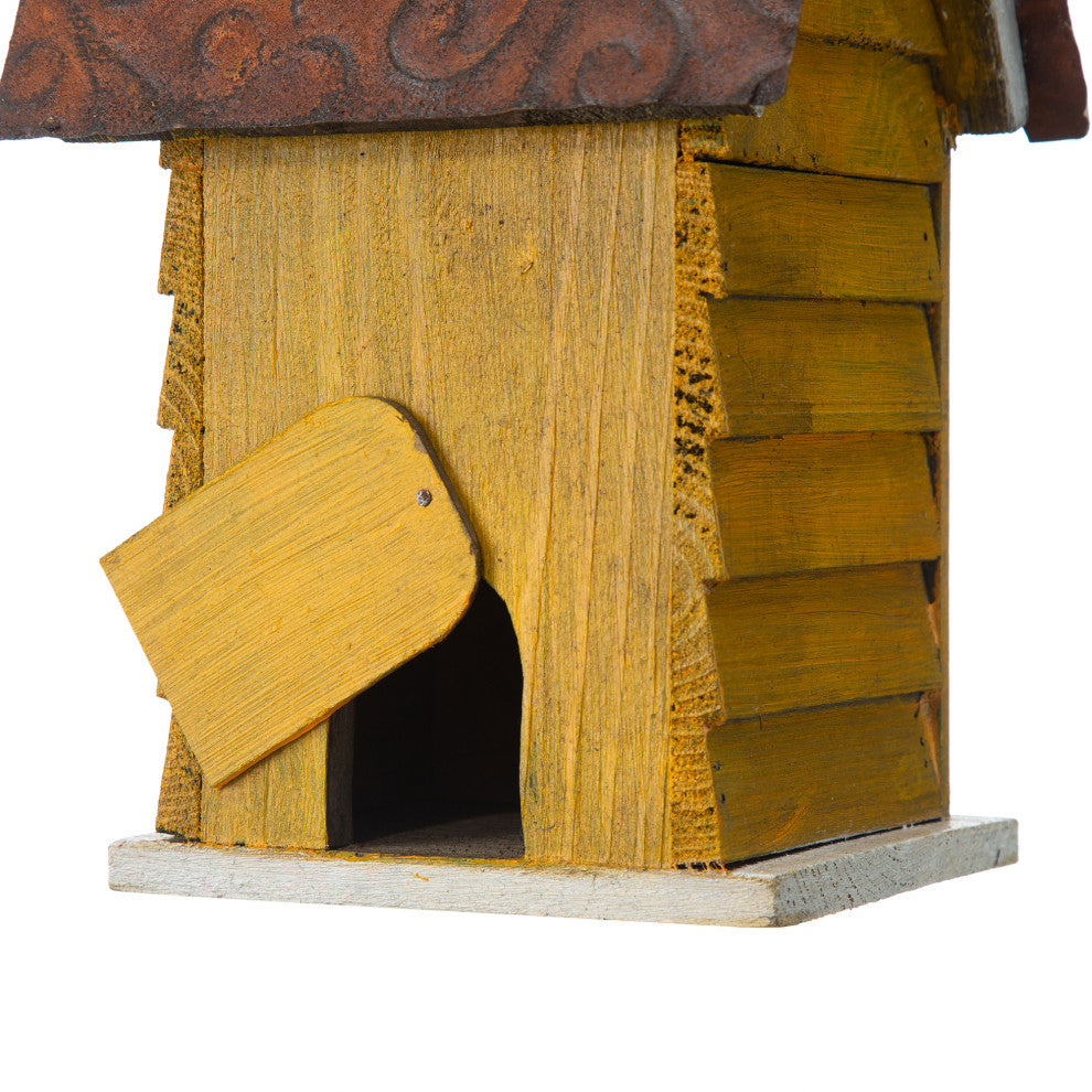 12"H Retro Distressed Solid Wood Cottage Birdhouse