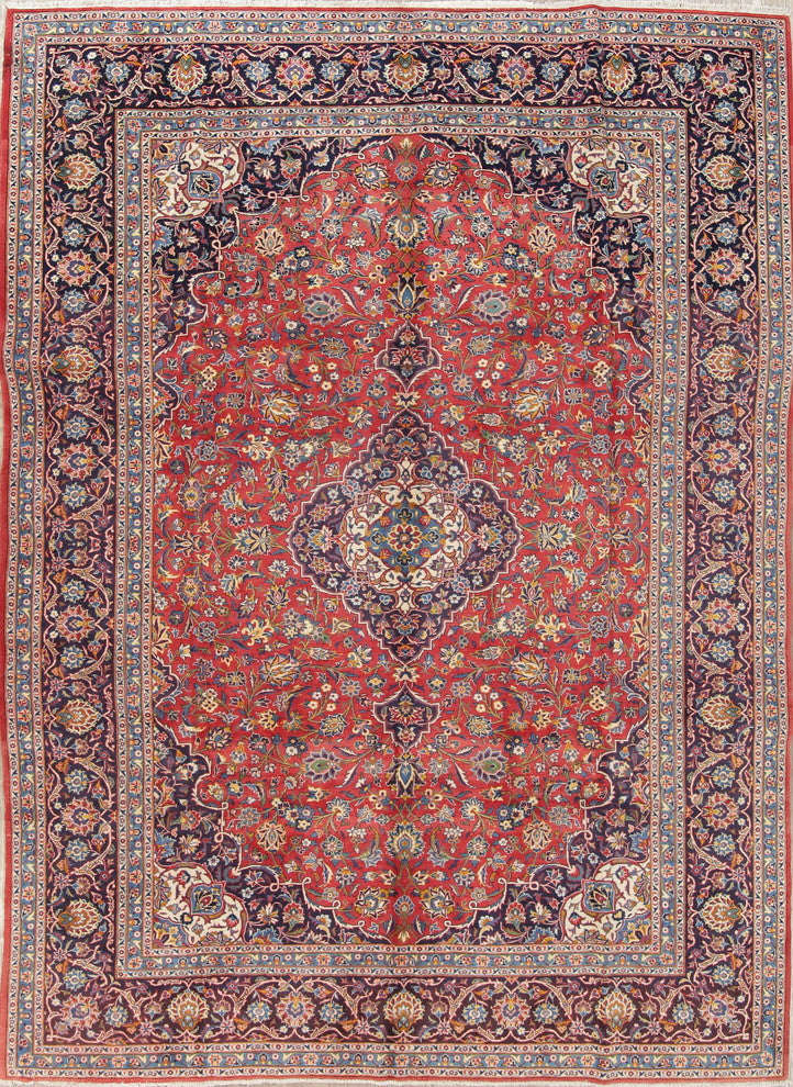 Consigned, Oriental Medallion Vintage Handmade Red 9x12 Persian Area Rug