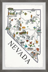 "Nevada Sites Map" Framed Painting Print, 8x12