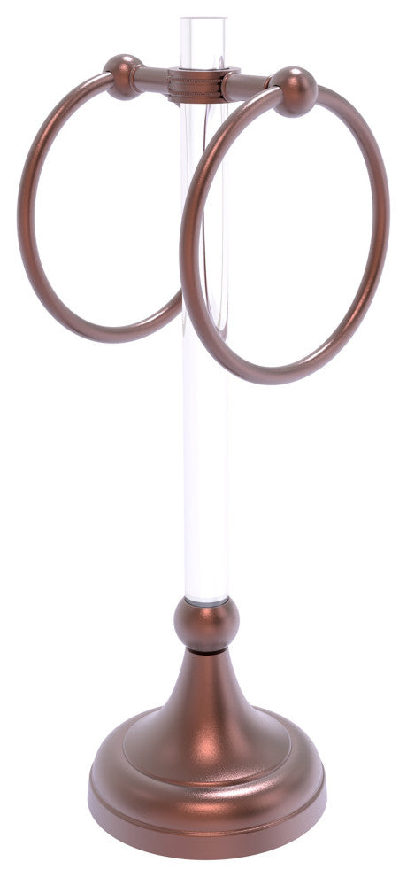 Pacific Grove 2 Ring Vanity Towel Ring with Dotted Accents, Antique Copper
