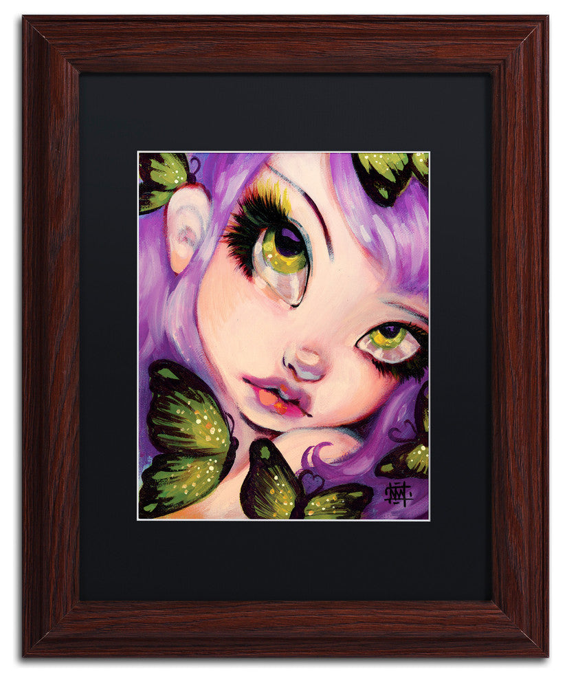 Natasha Wescoat 'Green Eyed Violet' Art, Wood Frame, Black Mat, 11x14