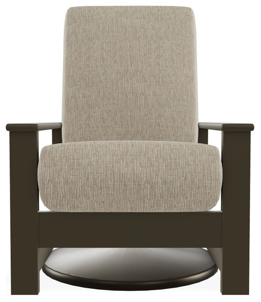 Leeward Deep Seat Outdoor Hidden Swivel Rocker, Grasscloth Dune/Beachwood