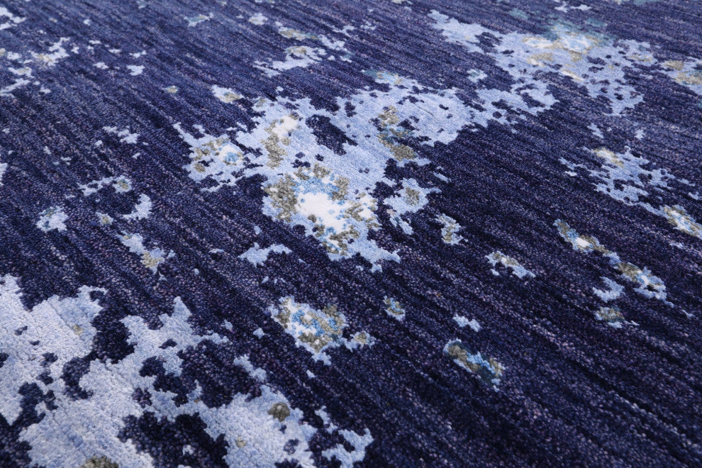 9' 0" X 12' 2" Wool and Silk Hand Knotted Modern Rug Q7195