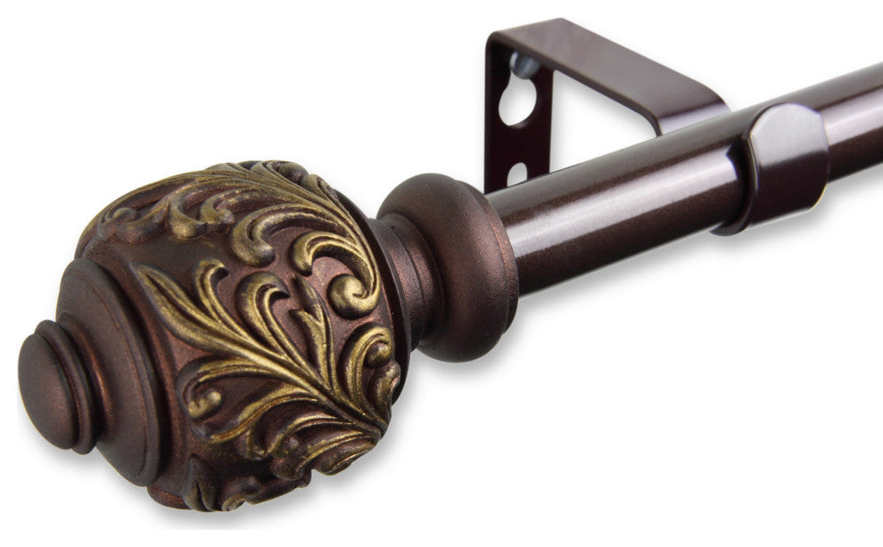 Tilly Curtain Rod, Cocoa, 18-28"