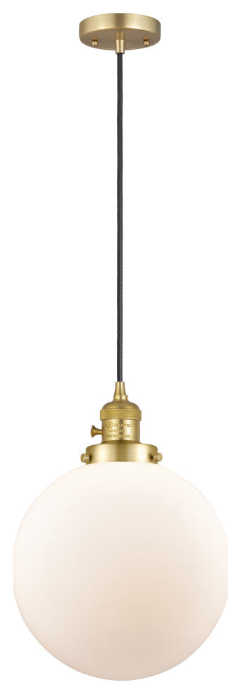 Innovations 201CSW-SG-G201-10-LED Beacon 1 Light Pendant, Switch, Satin Gold