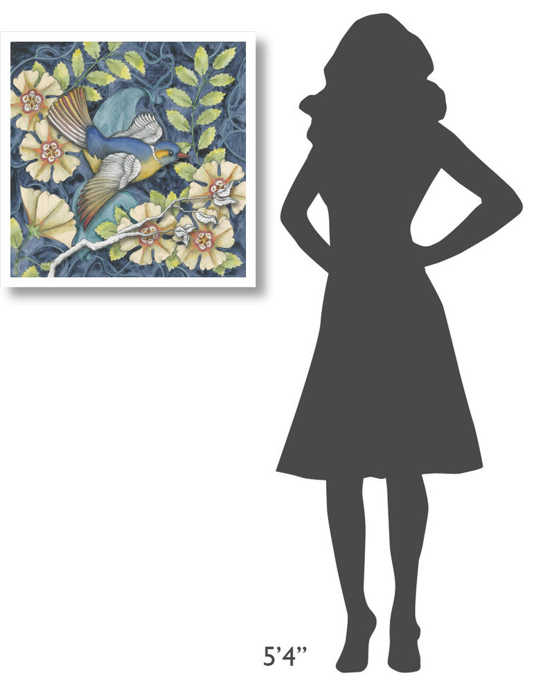 "Arts and Crafts Bird III" Digital Paper Print by Elyse DeNeige, 26"x26"