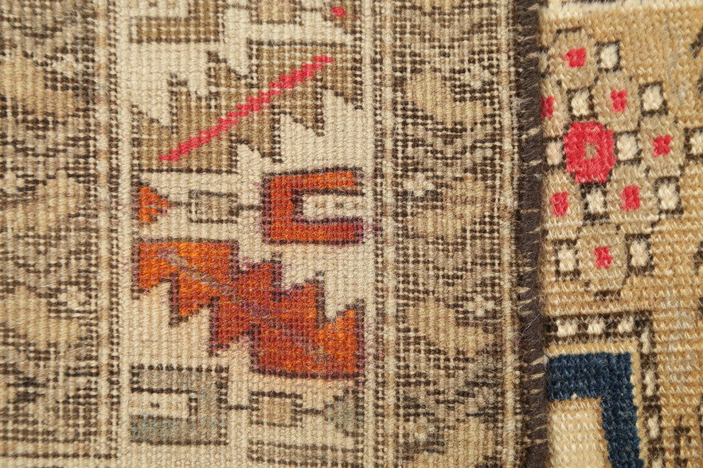 Consigned, Southwestern Antique Traditional Handmade Area Rug, Beige, 4x5