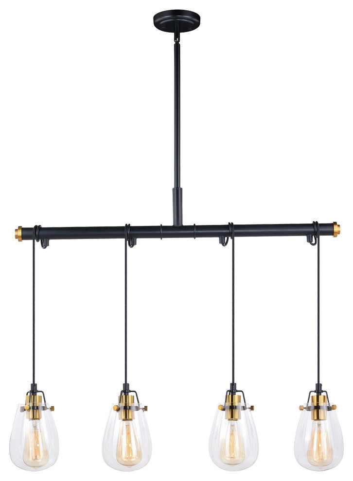 Kassidy 4L Dual Mount Linear Chandelier or Vanity Light Black and Natural Brass