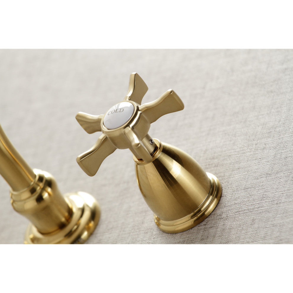 Kingston Brass KS3127NX Two-Handle Wall Mount Bathroom Faucet, Brushed Brass