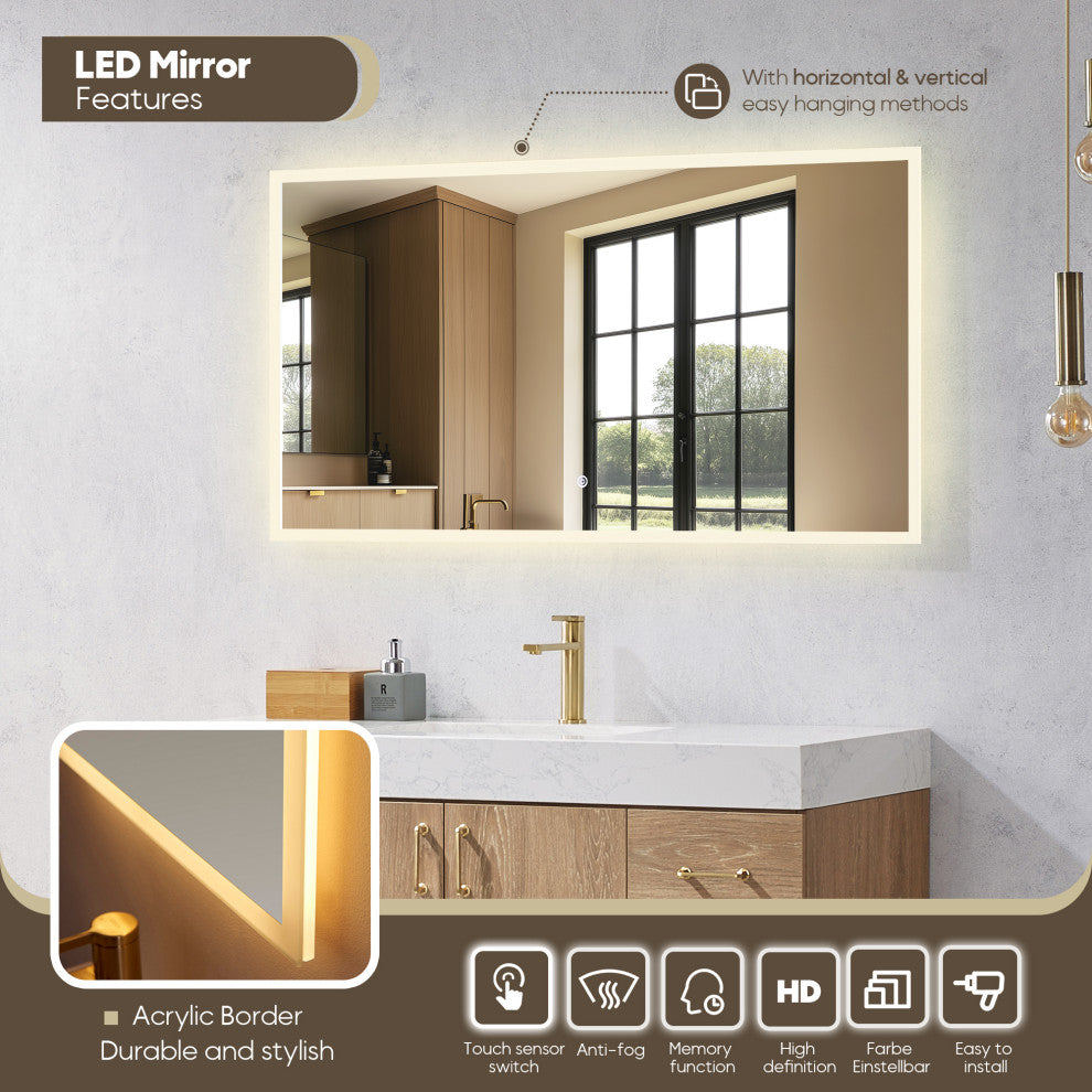 Alistair Vanity, North American Oak With Countertop, 60", With Mirror