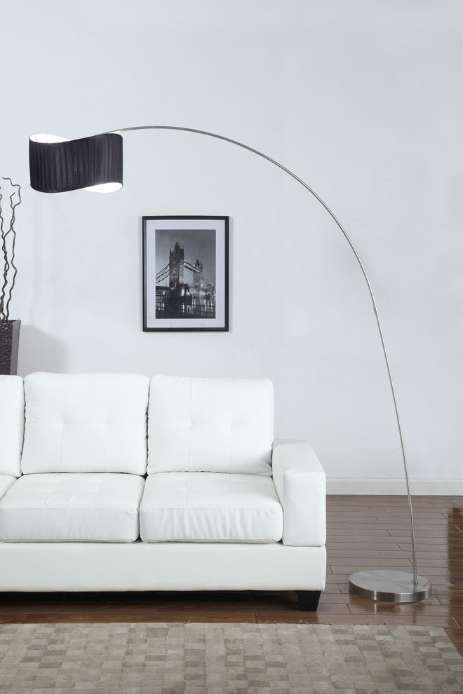 The Curve 81" Black Curved Shade Brushed Steel Arch Floor Lamp