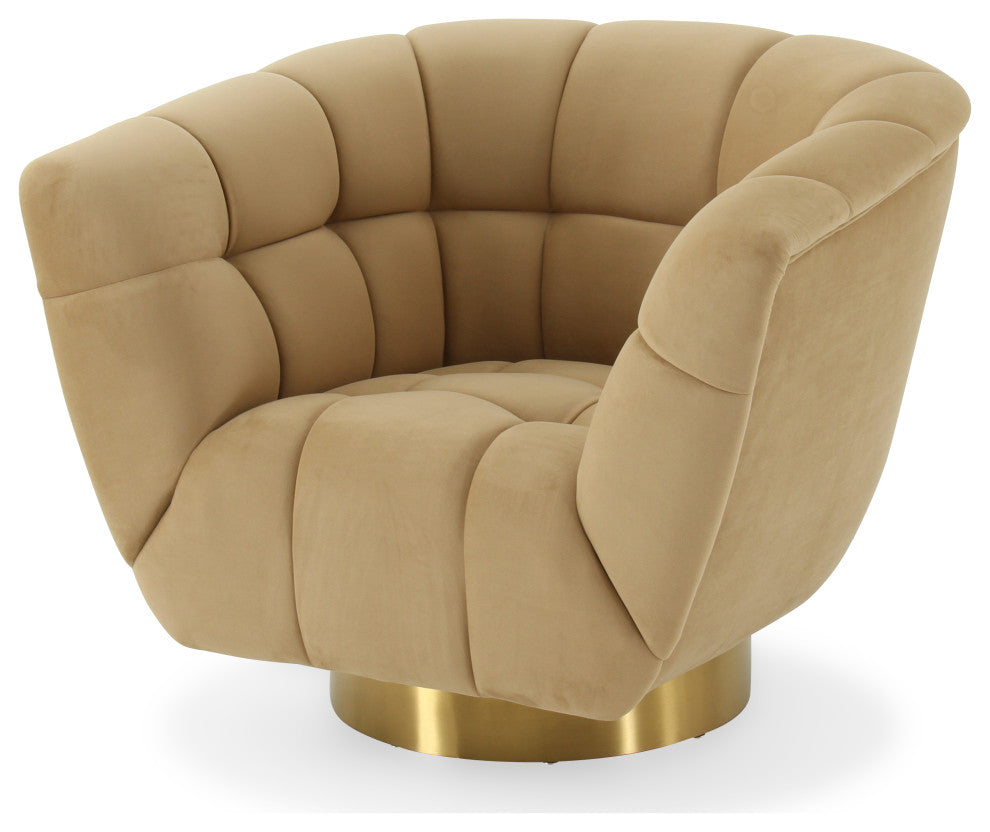 Divani Casa Granby Glam Mustard and Gold Fabric Chair