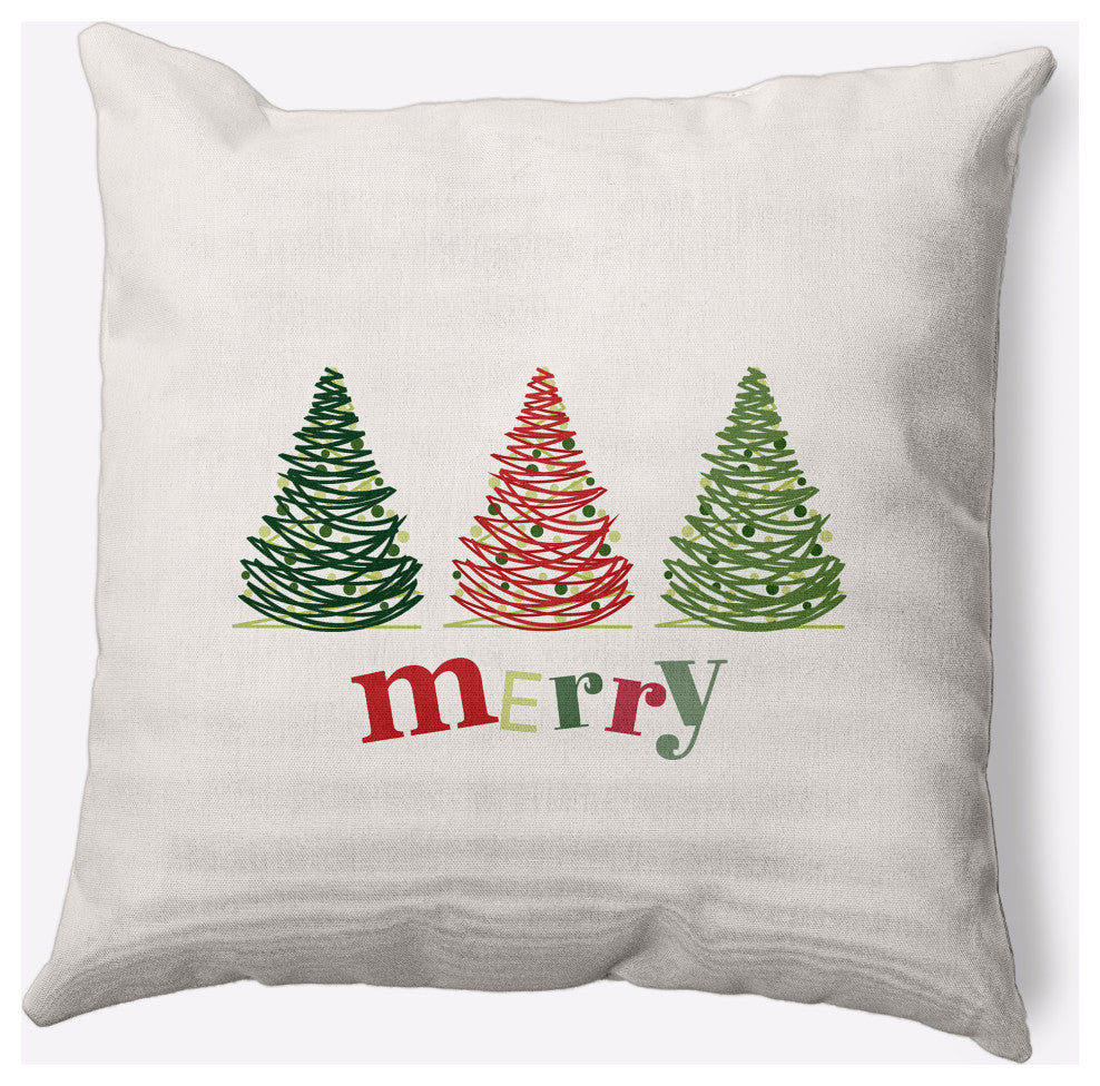 Merry Trees Decorative Throw Pillow, Multi-Traditional, 26"x26"