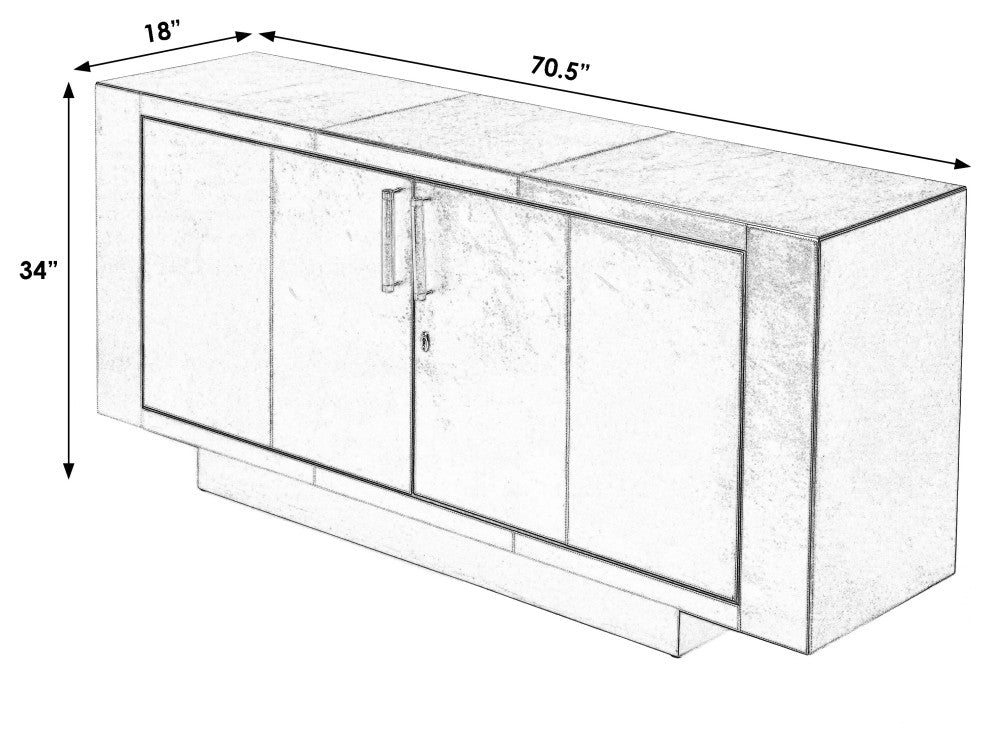 Francois Leather 70.5" Buffet Sideboard, Silver