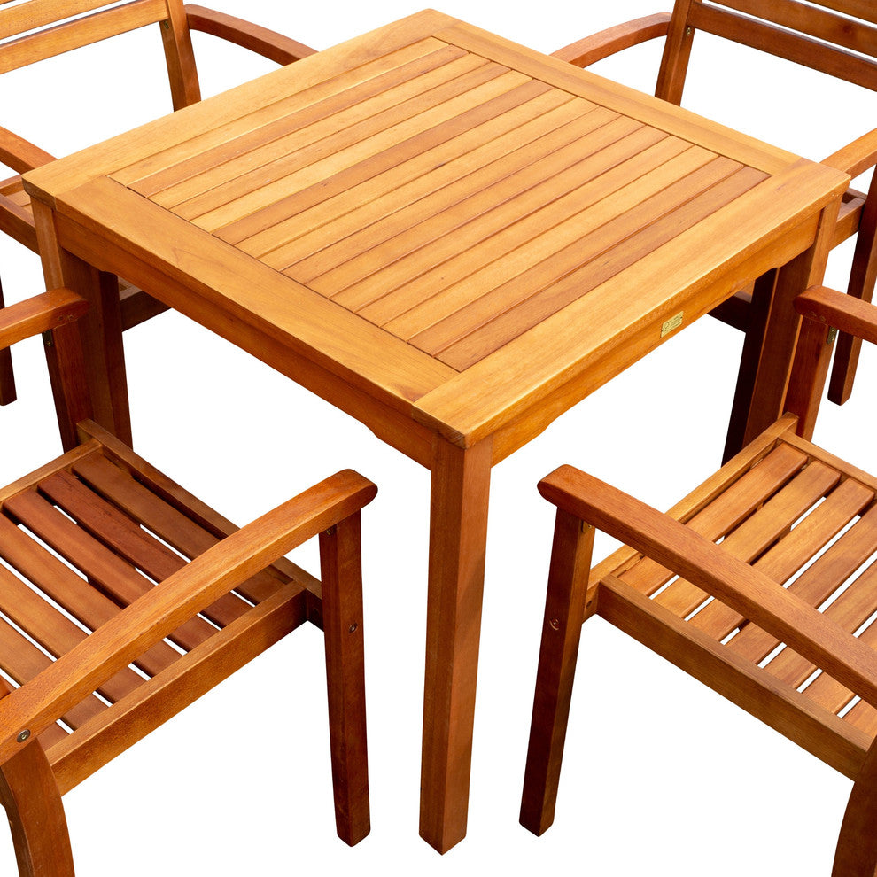 DTY Outdoor Living Leadville 5-Piece Eucalyptus Dining Set, Natural Oil