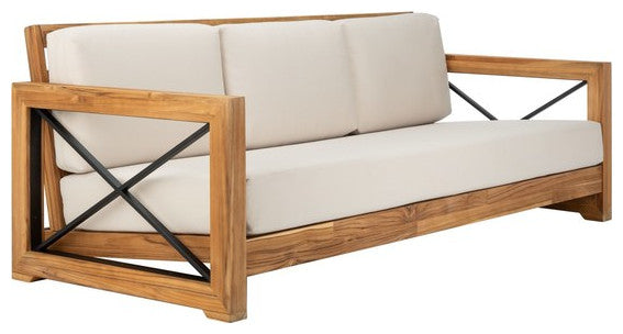 Safavieh Curacao Indoor-Outdoor Brazilian Teak 3-Seat Sofa