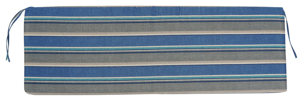 57"X19" Patterned Outdoor Spun Polyester Bench Cushion, Sovaro Denim