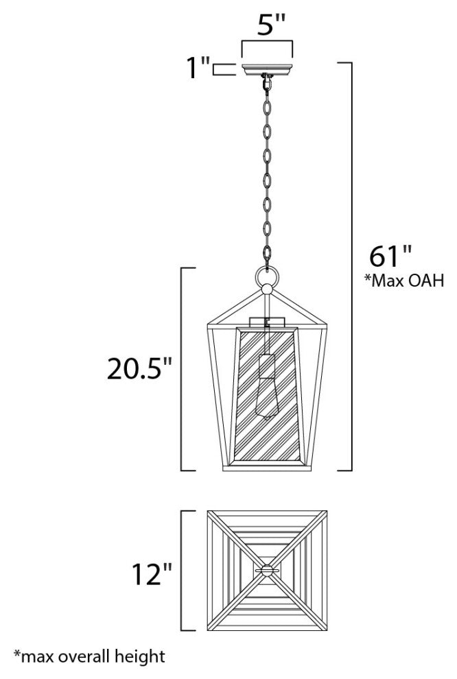 Maxim 3178 Artisan 1 Light 21" Tall Outdoor Pendant - Black / Clear Glass