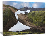 White Spots Snowfields In Gullies, Large Landscape Canvas Art, 60"x28"