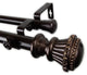 Royal 1" Double Curtain Rod, Black, Bronze, 48"-84"