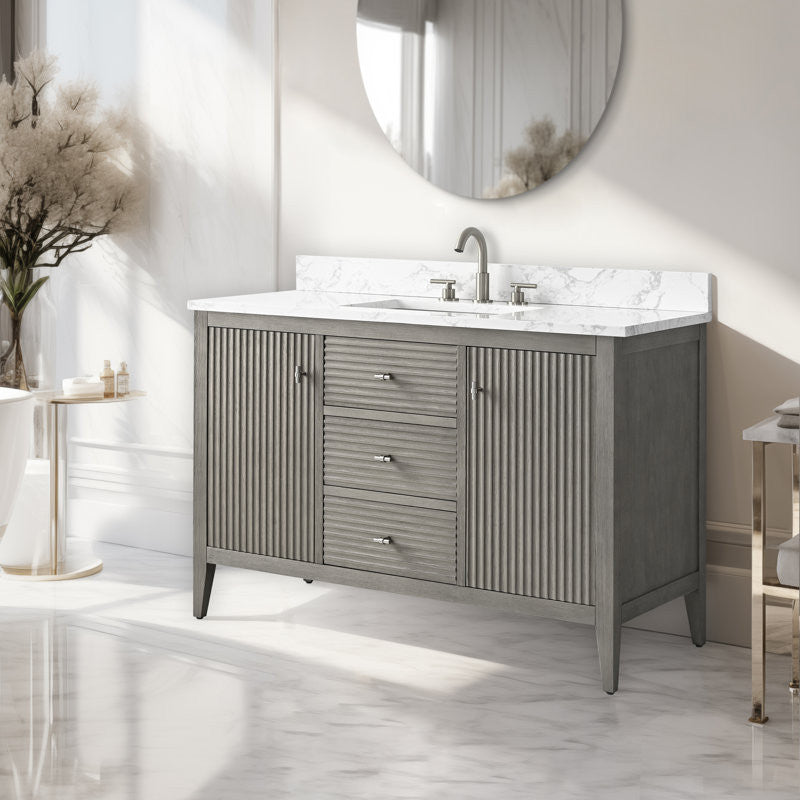 Vanity Art Freestanding Vanity, Driftwood Gray, 48", Single Sink, Brushed Nickel