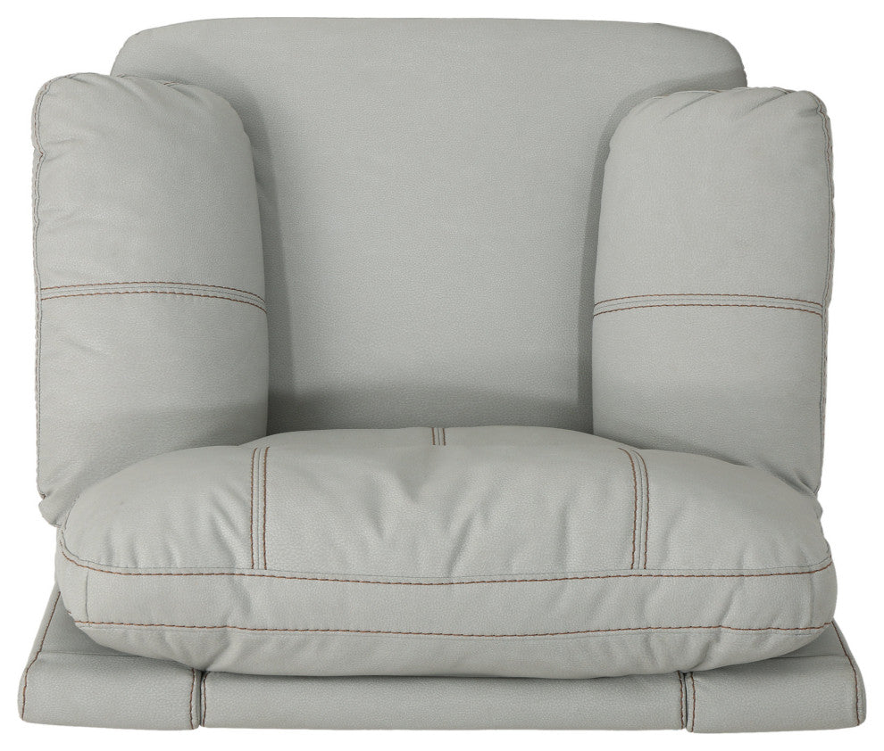 GDF Studio Laurent Leather Swivel Power Recliner, Light Gray/Black