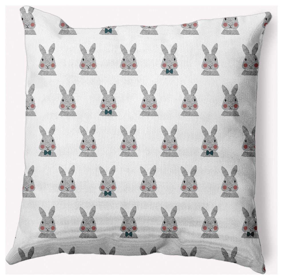 Bunny Fluffle Easter Decorative Throw Pillow, Ocean Abyss Green, 16x16"