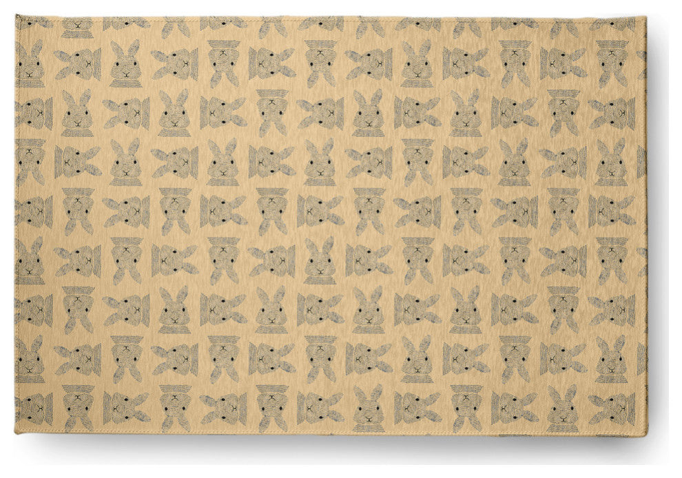 Criss Cross Bunnies Easter Chenille Rug, Corn Yellow, 4'x6'