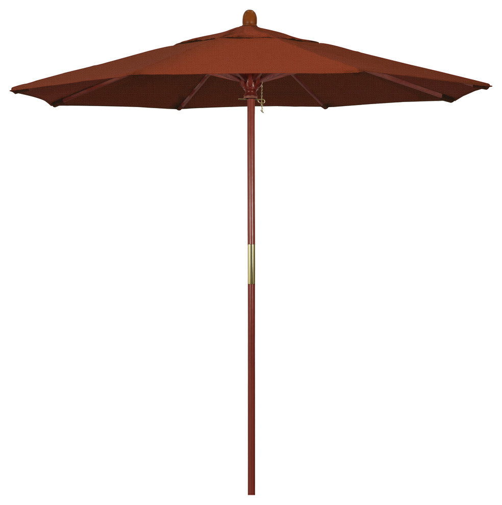 7.5' Square Push Lift Wood Umbrella, Terracotta Olefin