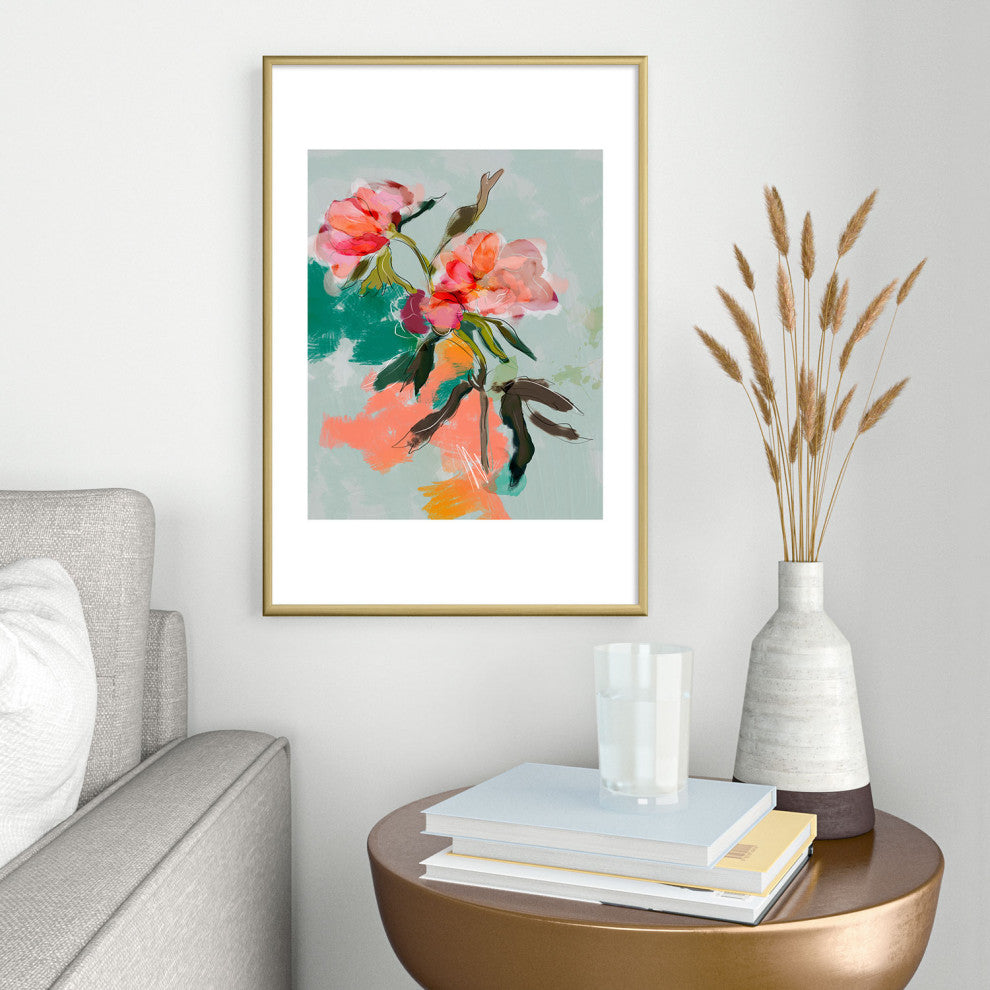 lunetricotee peonies abstract floral Metal Framed Art Print