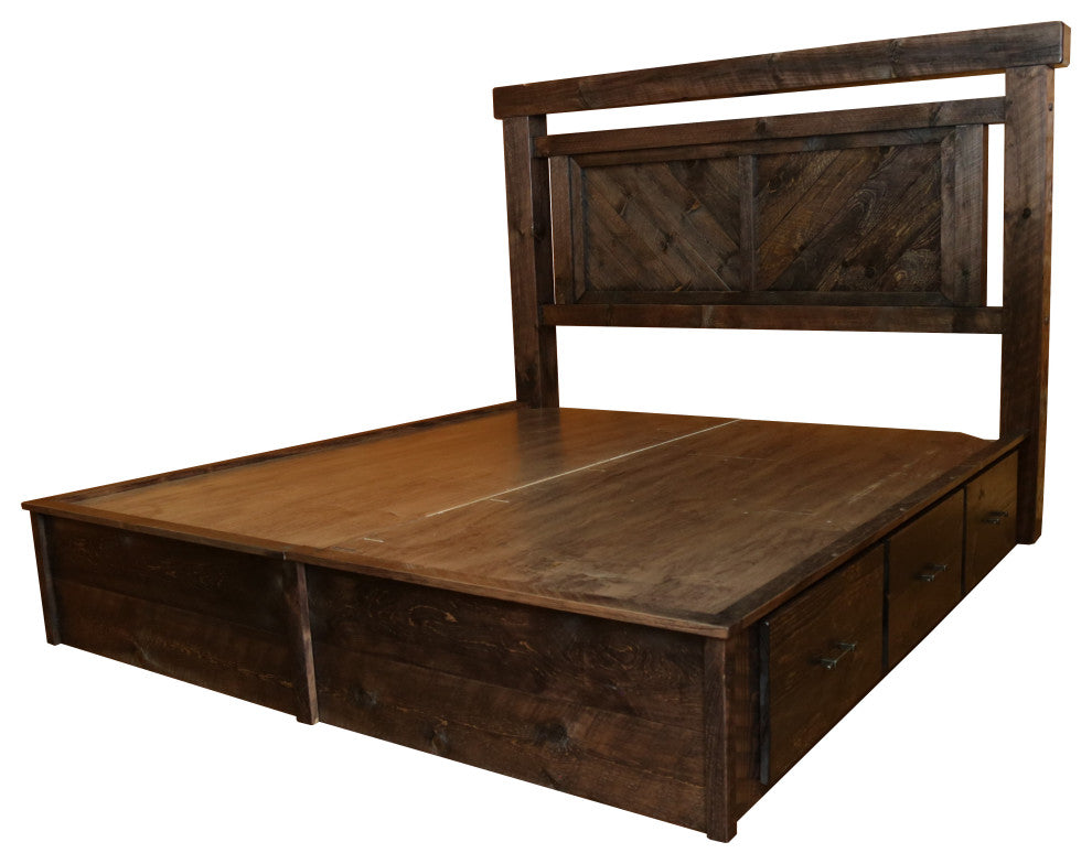 Barnwood Style Timber Peg Panel Platform Bed, Dusk, Twin