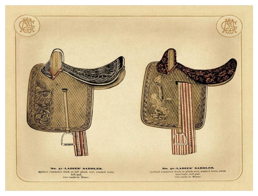 "Saddles and Tack: Ladies' Saddles #1" Digital Paper Print, 42"x32"