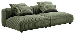 Solace 2-Piece Modular Corduroy Upholstered Sofa, Fern