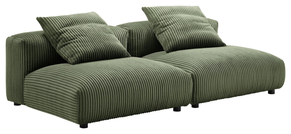 Solace 2-Piece Modular Corduroy Upholstered Sofa, Fern