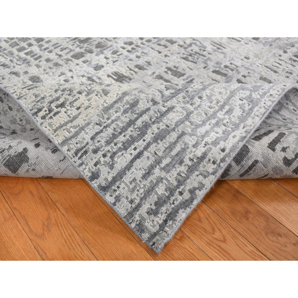 Cloud Gray, THE LOST BRANCHES, Silk With Wool, Hand Knotted, Rug, 8'10"x12'2"