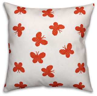 Butterfly Pattern, Red Throw Pillow, 18"x18"