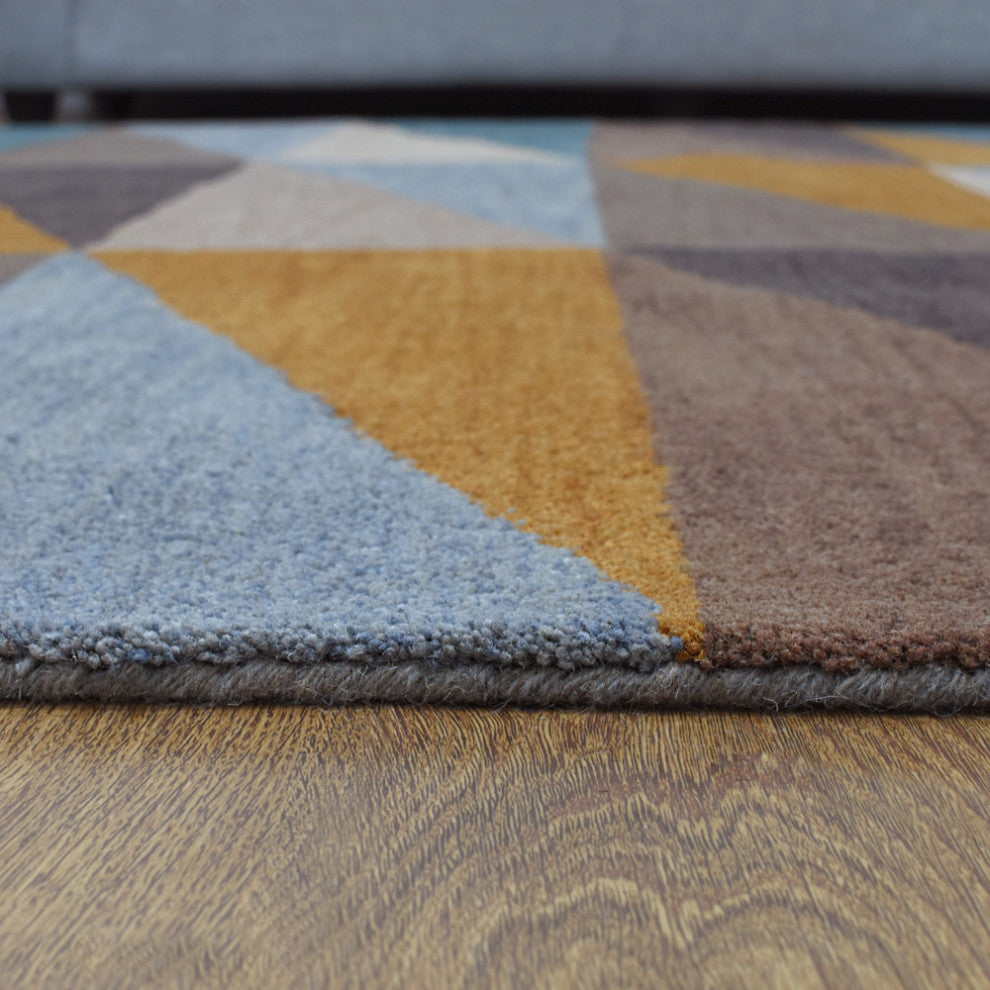 HAND TUFTED WOOL ECO-FRIENDLY AREA RUGS, Multicolor Color, Geometric Design